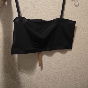 skims Sheer Sculpt bandeau with straps color onyx size 2x